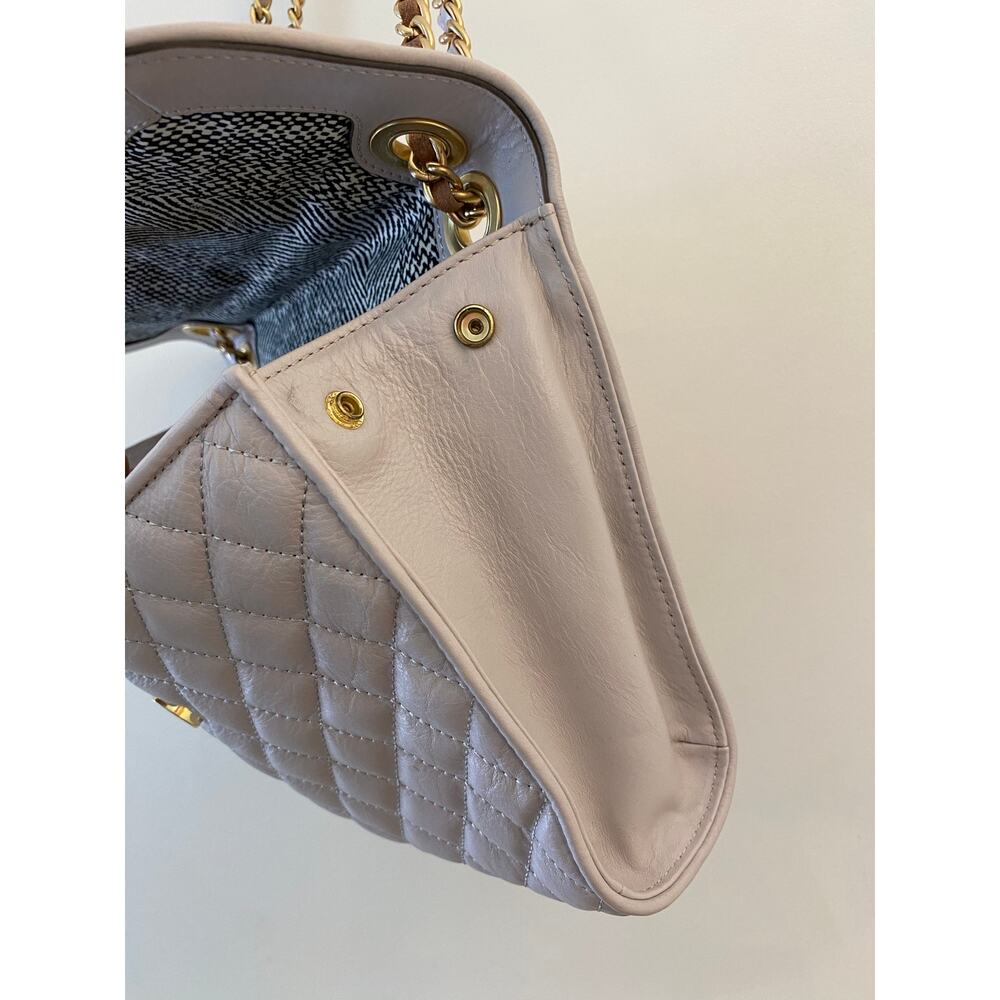 Rebecca Minkoff Crossbody Purse Bag Gray Beige Velvet Chain Quilted Affair Work - Picture 8 of 12